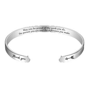 Stainless Steel Cuff Bracelet May You Be Proud Jewelry Inspirational ARROW THANK